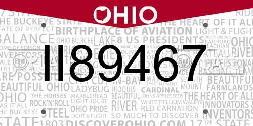II89467 Ohio License Plate