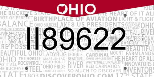 II89622 Ohio License Plate