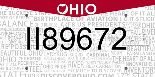 II89672 Ohio License Plate