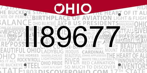 II89677 Ohio License Plate