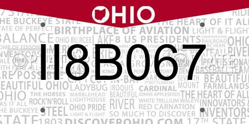 II8B067 Ohio License Plate