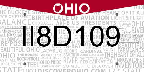 II8D109 Ohio License Plate