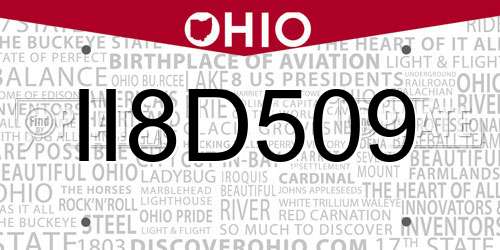 II8D509 Ohio License Plate