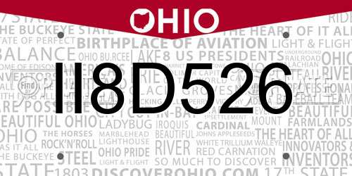 II8D526 Ohio License Plate