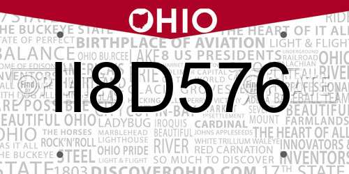 II8D576 Ohio License Plate