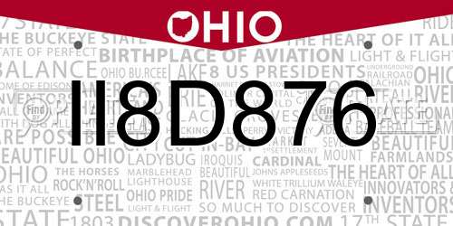 II8D876 Ohio License Plate