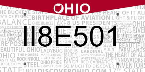 II8E501 Ohio License Plate