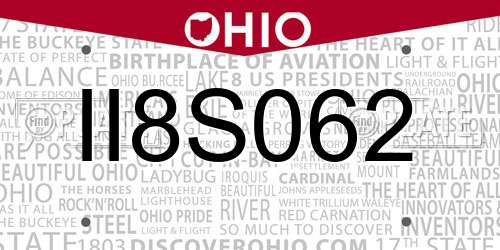 II8S062 Ohio License Plate