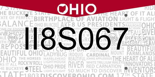 II8S067 Ohio License Plate