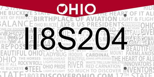 II8S204 Ohio License Plate