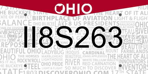 II8S263 Ohio License Plate