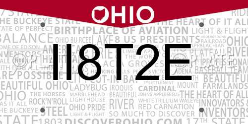 II8T2E Ohio License Plate