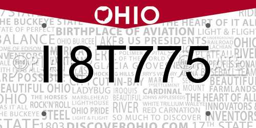 II8T775 Ohio License Plate