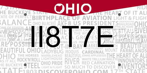 II8T7E Ohio License Plate