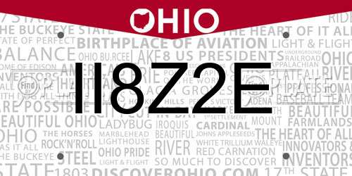 II8Z2E Ohio License Plate