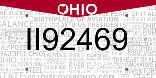 II92469 Ohio License Plate