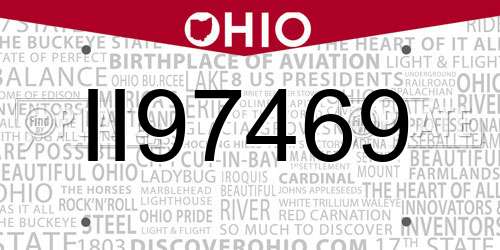 II97469 Ohio License Plate