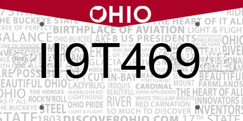II9T469 Ohio License Plate