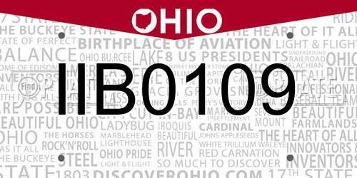 IIB0109 Ohio License Plate