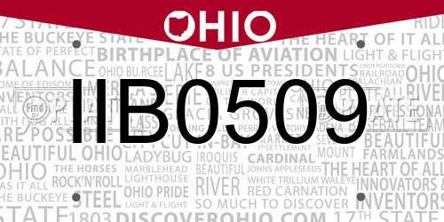 IIB0509 Ohio License Plate