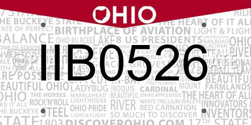IIB0526 Ohio License Plate