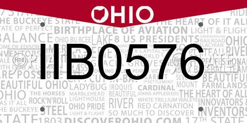 IIB0576 Ohio License Plate