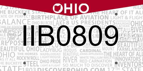 IIB0809 Ohio License Plate