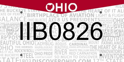 IIB0826 Ohio License Plate