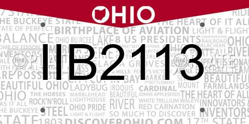 IIB2113 Ohio License Plate