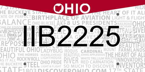 IIB2225 Ohio License Plate