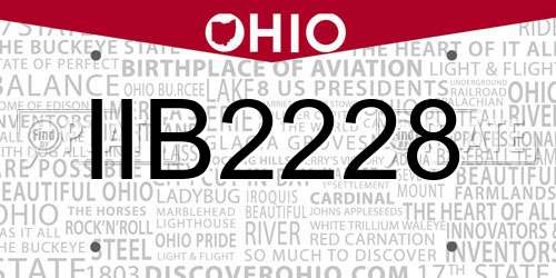 IIB2228 Ohio License Plate