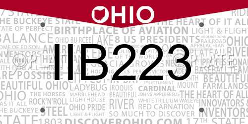 IIB223 Ohio License Plate