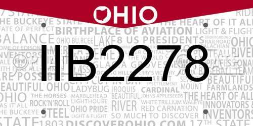 IIB2278 Ohio License Plate