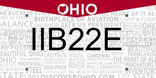 IIB22E Ohio License Plate