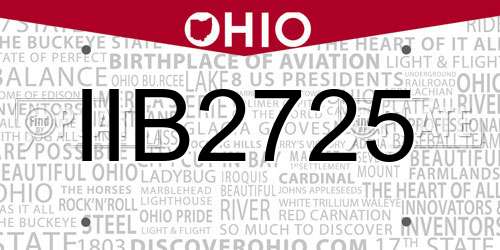 IIB2725 Ohio License Plate