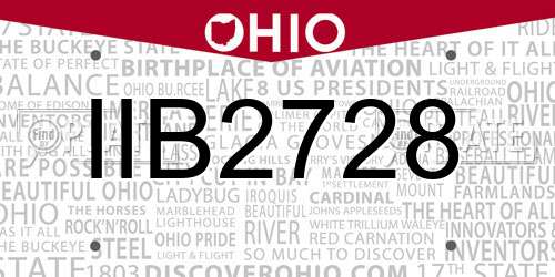 IIB2728 Ohio License Plate