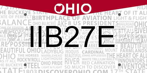 IIB27E Ohio License Plate