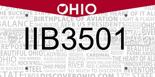 IIB3501 Ohio License Plate
