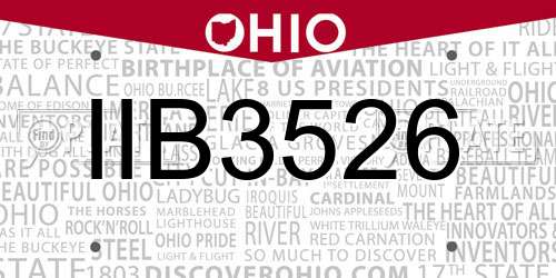 IIB3526 Ohio License Plate