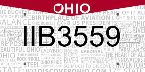IIB3559 Ohio License Plate