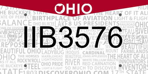 IIB3576 Ohio License Plate