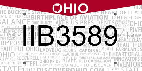 IIB3589 Ohio License Plate