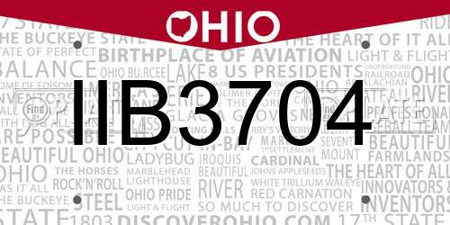 IIB3704 Ohio License Plate