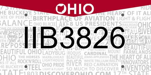 IIB3826 Ohio License Plate