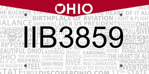 IIB3859 Ohio License Plate