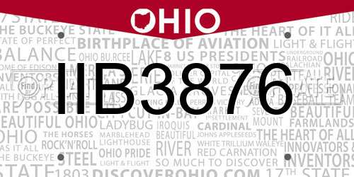 IIB3876 Ohio License Plate