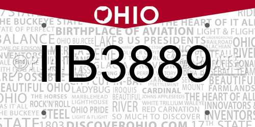 IIB3889 Ohio License Plate