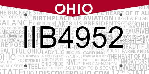 IIB4952 Ohio License Plate