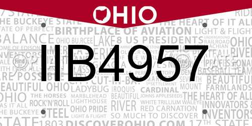 IIB4957 Ohio License Plate