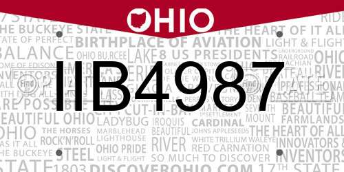 IIB4987 Ohio License Plate